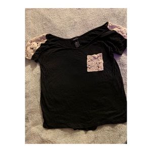 Rue 21 Black Top with Cream Lace